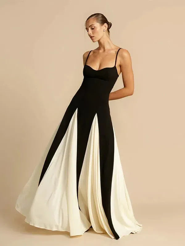 Sonam Bajwa Inspired black and White Paneled Maxi Dress