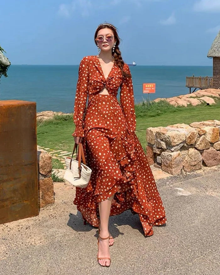 Anushka Sharma Polka Cut-Out Ruffle Dress