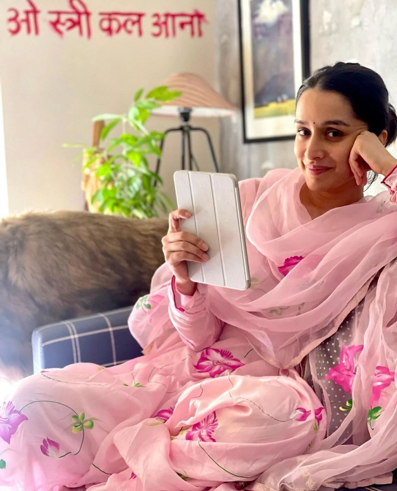 Shraddha Kapoor Blush Pink Floral Anarkali Set