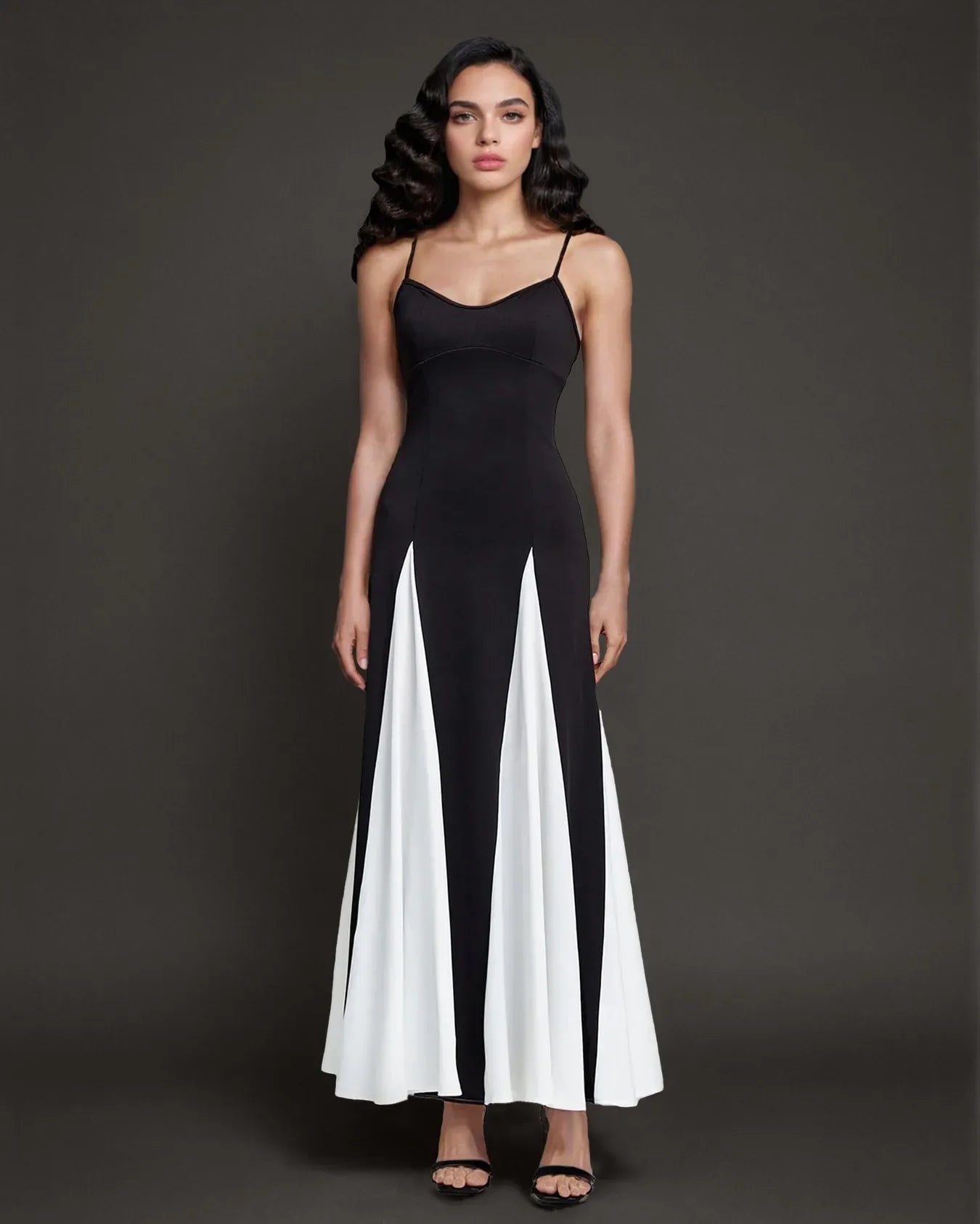 Sonam Bajwa Inspired black and White Paneled Maxi Dress