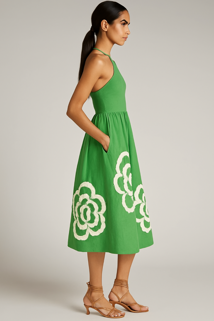 Floralia Bloom Halter Midi Dress