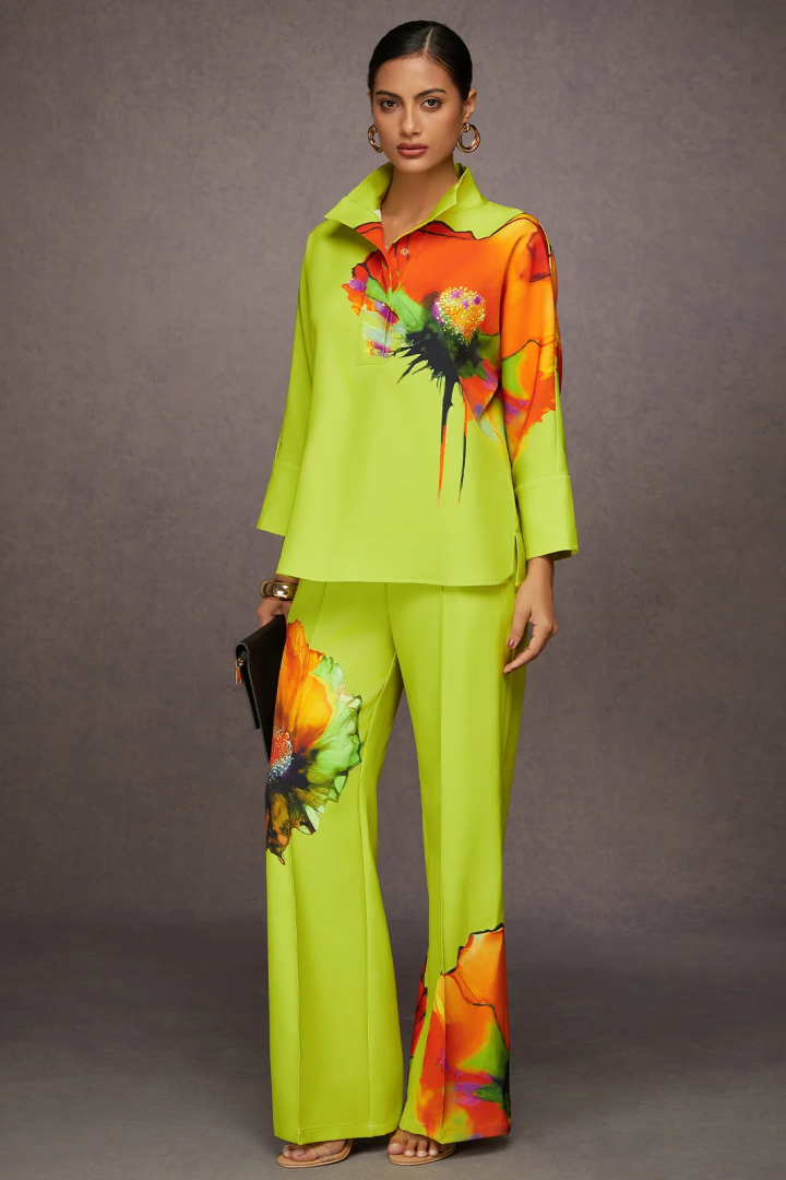 Urban Floral Printing Stand Collar Coord set