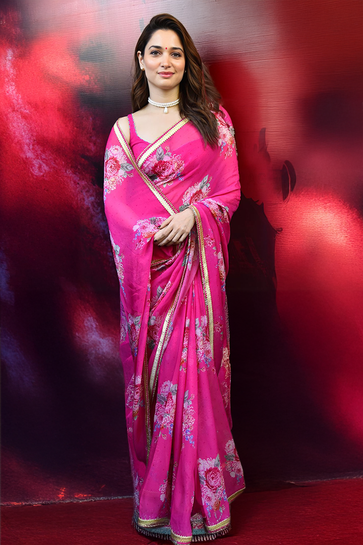 Tamanna Bhatia inspired Rosabella Bloom Georgette Saree