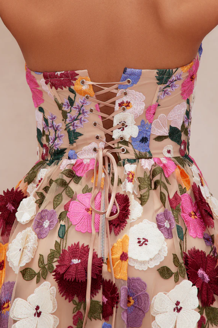 Adeline Embroidered Midi Dress - Multi Color