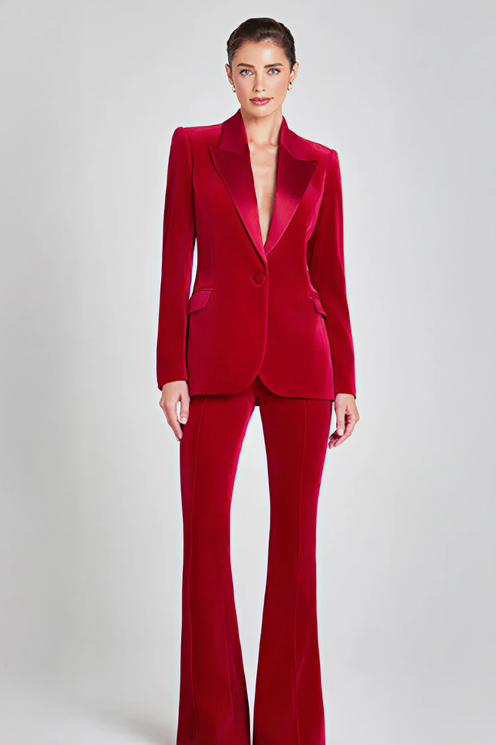 Crimson Velvet Power Suit
