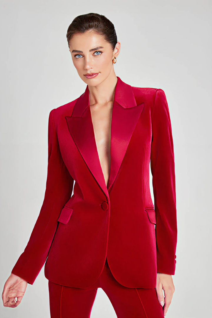 Crimson Velvet Power Suit
