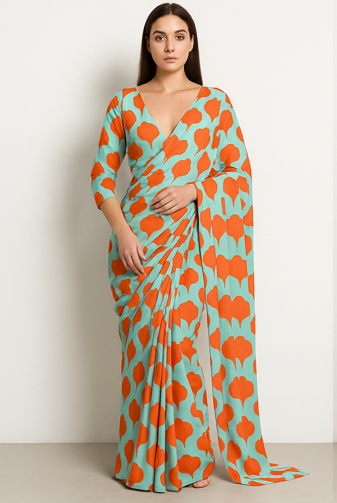Bold Blossom Printed Saree