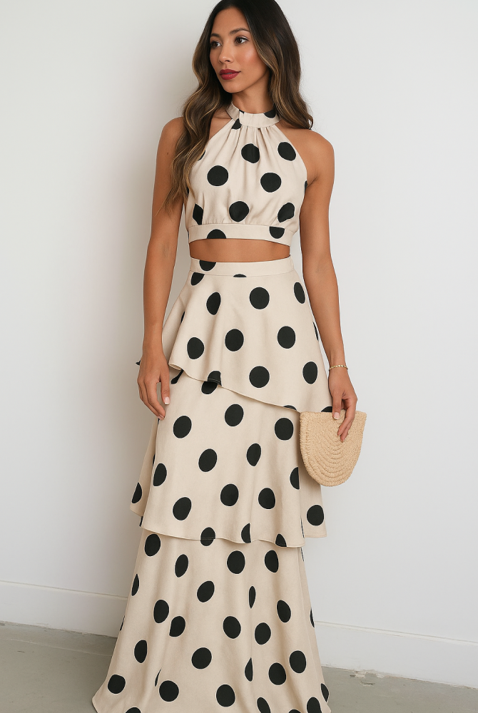 Polka Peplum Co-ord Set
