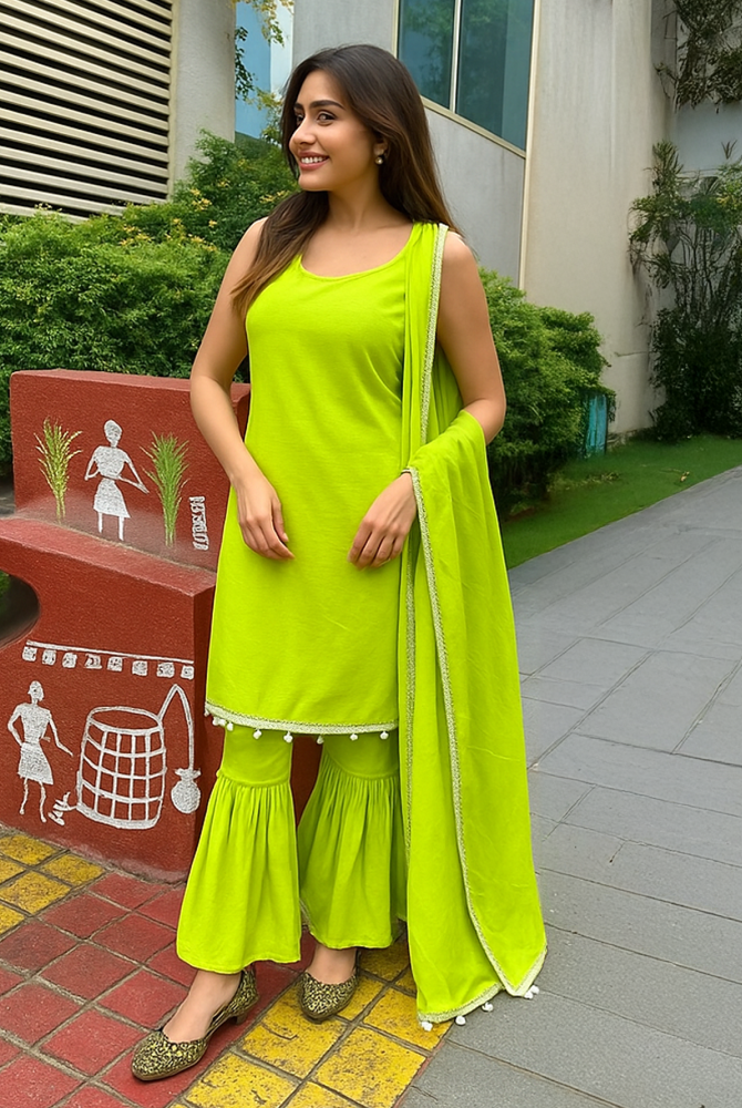 Lime Green Gota Patti Suit Set