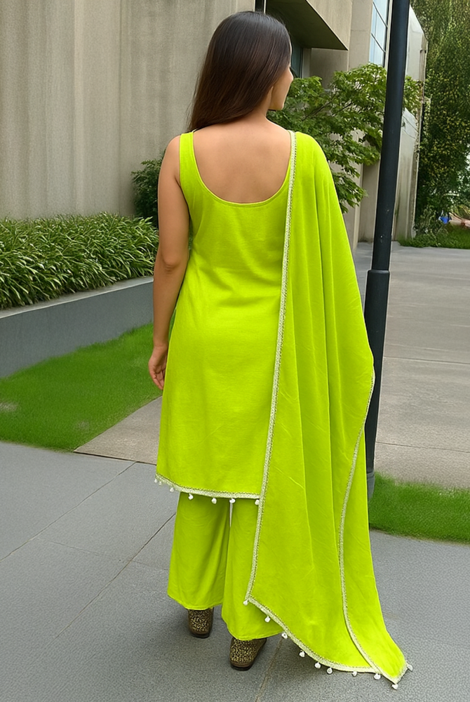Lime Green Gota Patti Suit Set