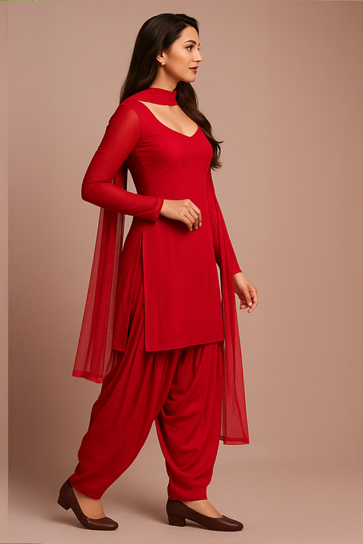 Scarlet Radiance Punjabi Patiala Suit