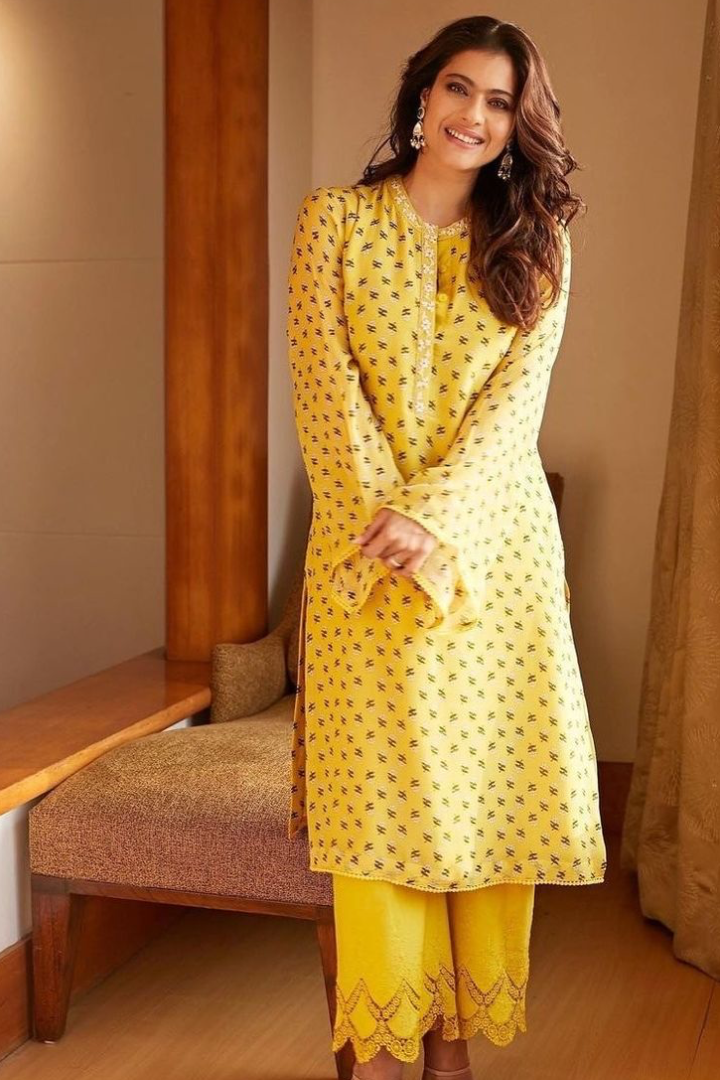 Sunshine Yellow Printed Kurta with Embroidered Palazzo Set