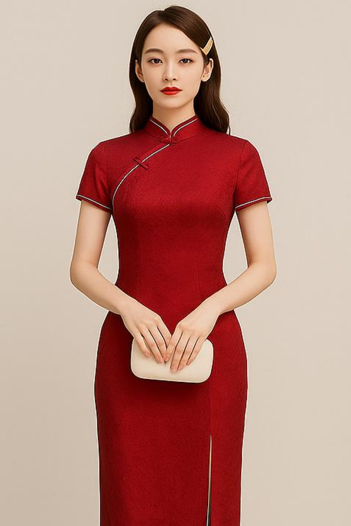 Elegant Red Cheongsam Dress