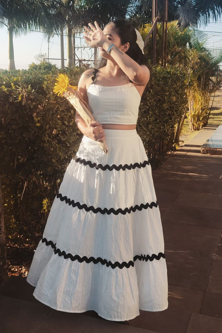 White Contrast Trim Co-Ord Set