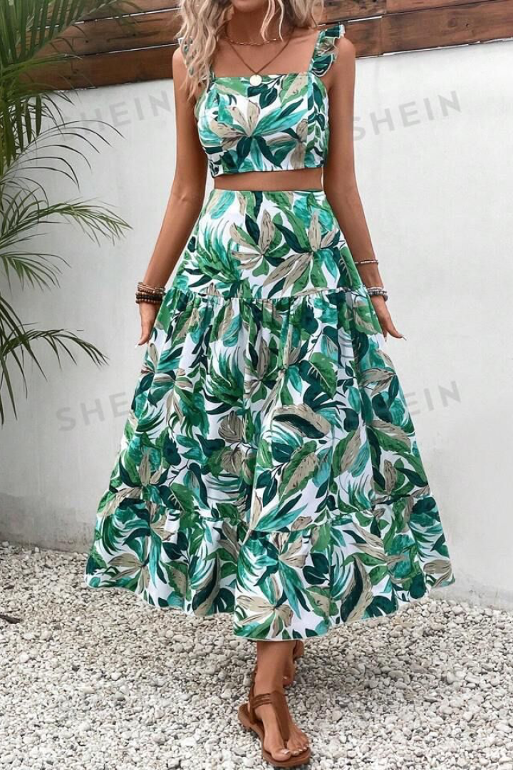 Tropical Leaf Print Co-Ord Set