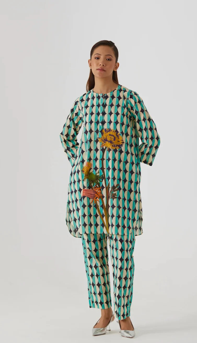 Alia Bhatt inspired Geo Bloom Printed Co-ord Set