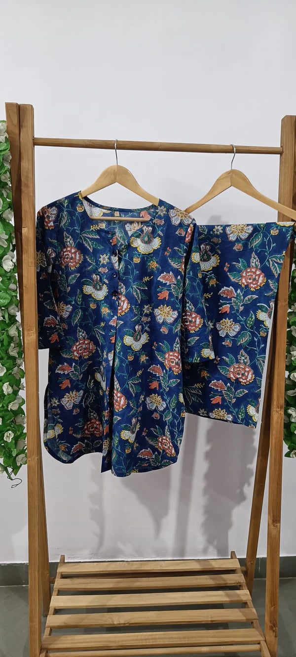 Aditi Rao Hydari Inspired Royal Blue Floral Co-ord Set