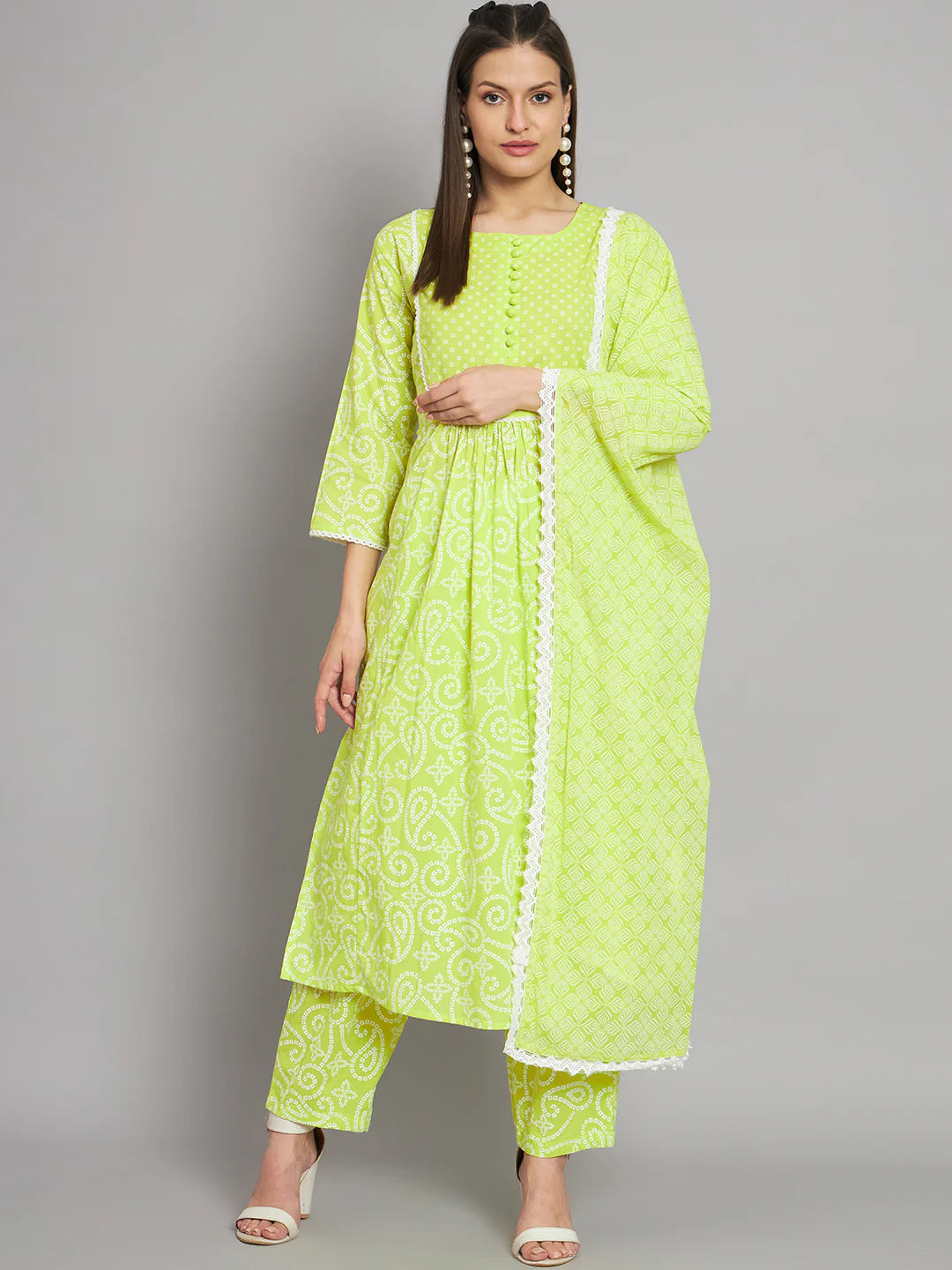 Jahnavi Kapoor inspired Lemon green Kurta set