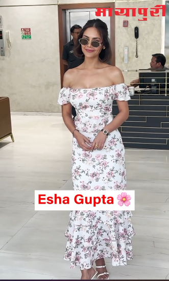 Esha Gupta Elegant Floral Ruffle Top and Skirt set