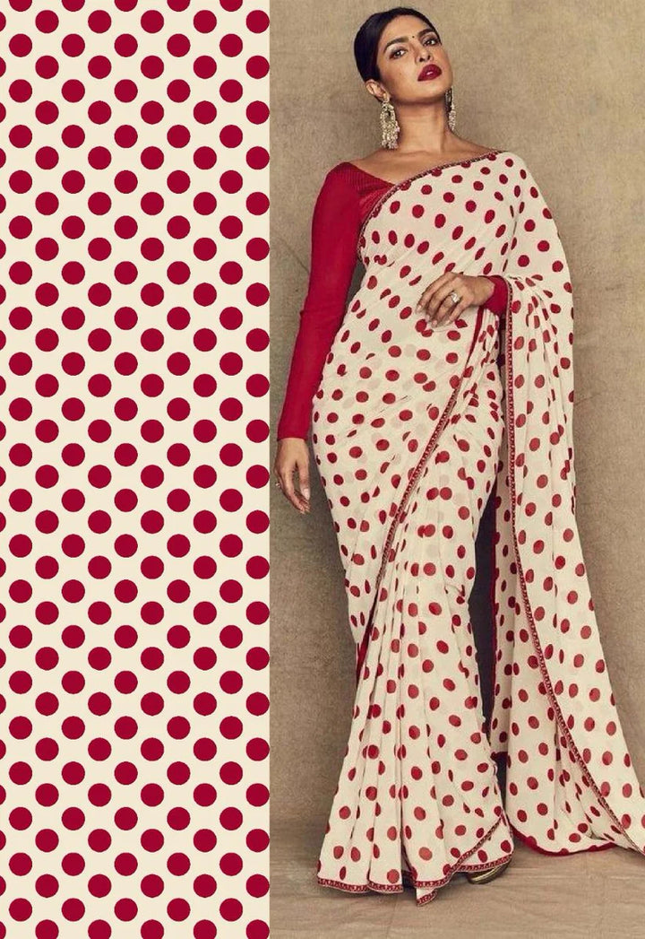 Polka Passion Red & White Saree
