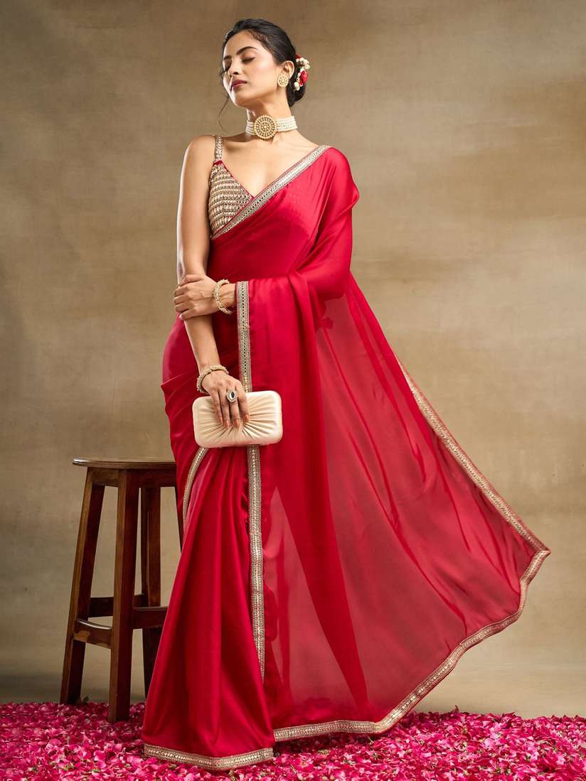 Sushmita Sen" Main Hoon Na" inspired Scarlet Muse – Classic Red Georgette Saree
