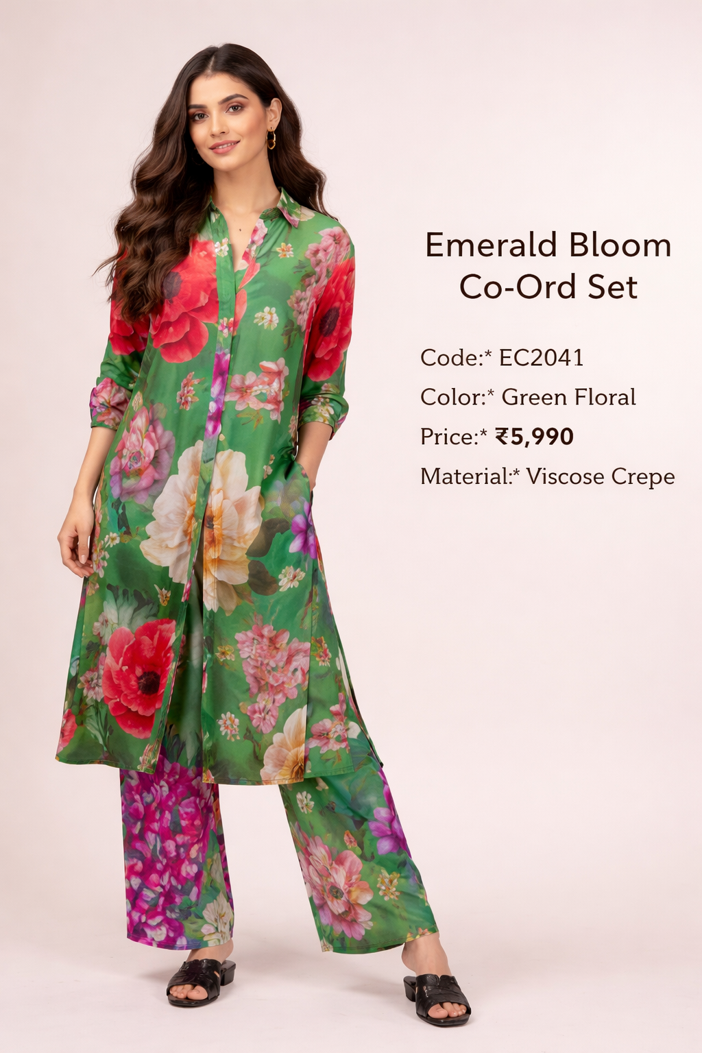 Deepika Padukone Inspired Emerald Bloom Co-Ord Set