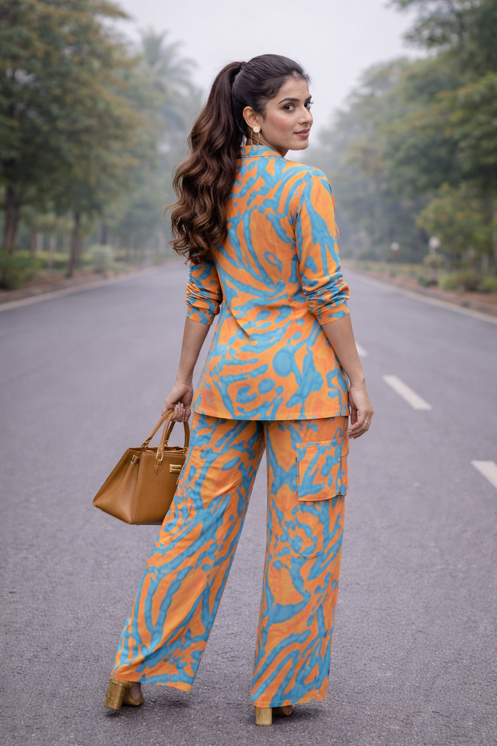 Deepika Padukone Inspired Abstract Print Co-ord Set (Shirt & Pants)