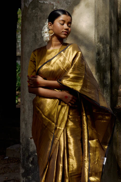 Bhagyashree Dasani Golden Tissue Silk Elegance Saree