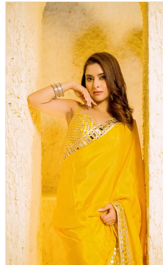 Shilpa Shetty inspired Sunshine Glam Saree with Designer Blouse