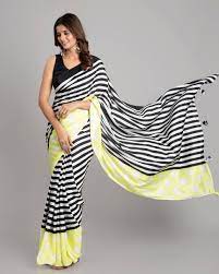 Samantha Ruth Prabhu inspired Sunbeam Stripes Fusion Saree