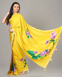 Shilpa Shetty Golden Bloom Satin Saree