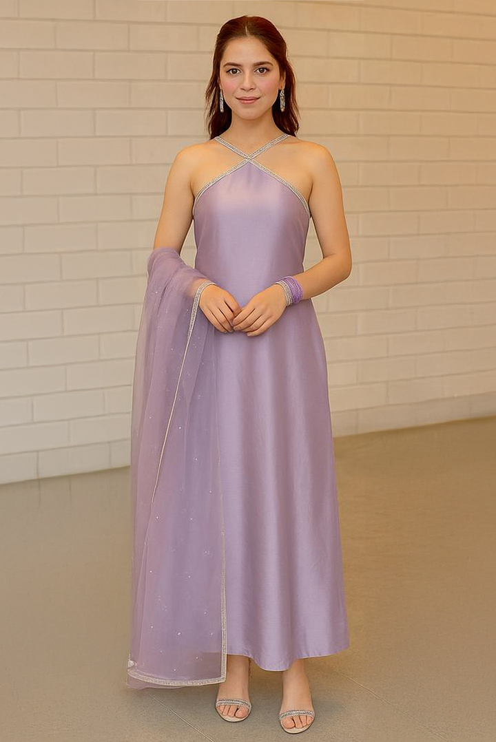 Lavender Glam Satin Salwar Suit