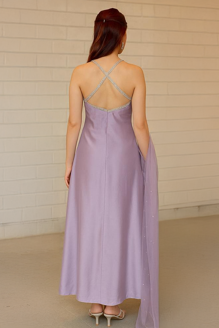 Lavender Glam Satin Salwar Suit