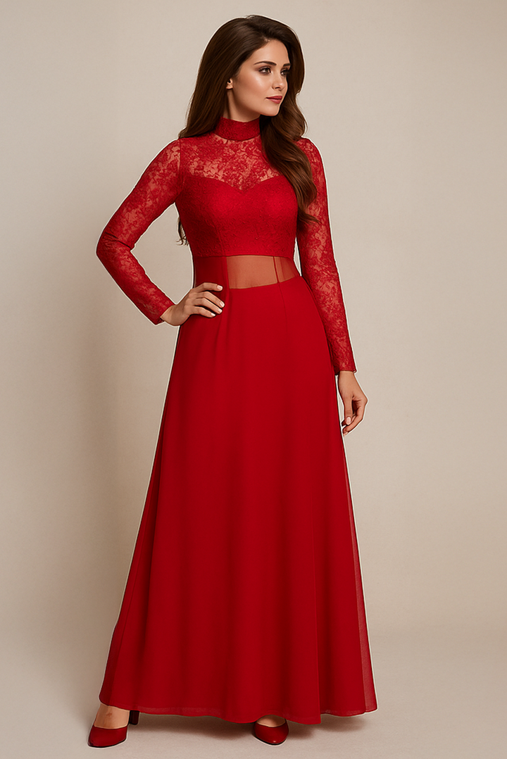 Scarlet Lace Cape Anarkali shrara set