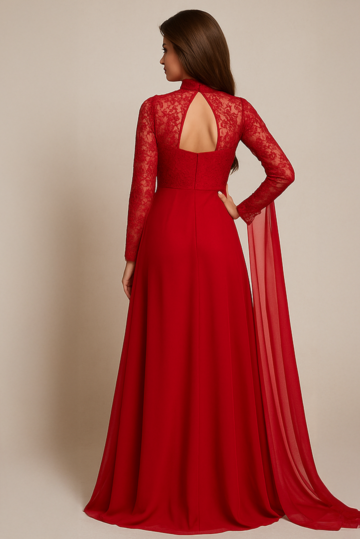 Scarlet Lace Cape Anarkali shrara set